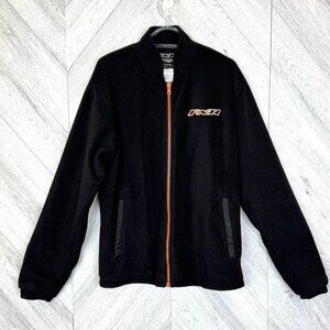 FXR Fleece Jacket Mens Size XL Black Orange Full Zip Outdoor Snowmobile Racing